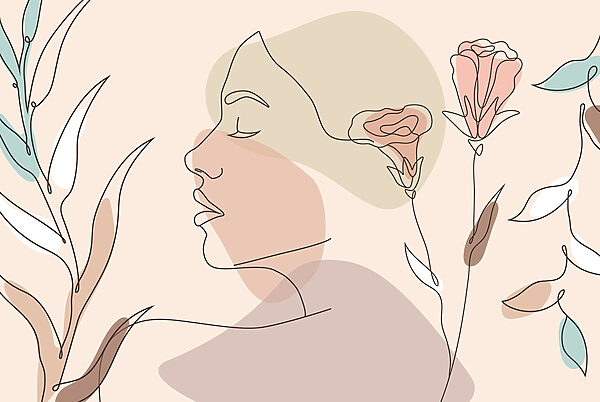 Frau’s Gesicht mit Blumen Frau’s Gesicht mit Blumen