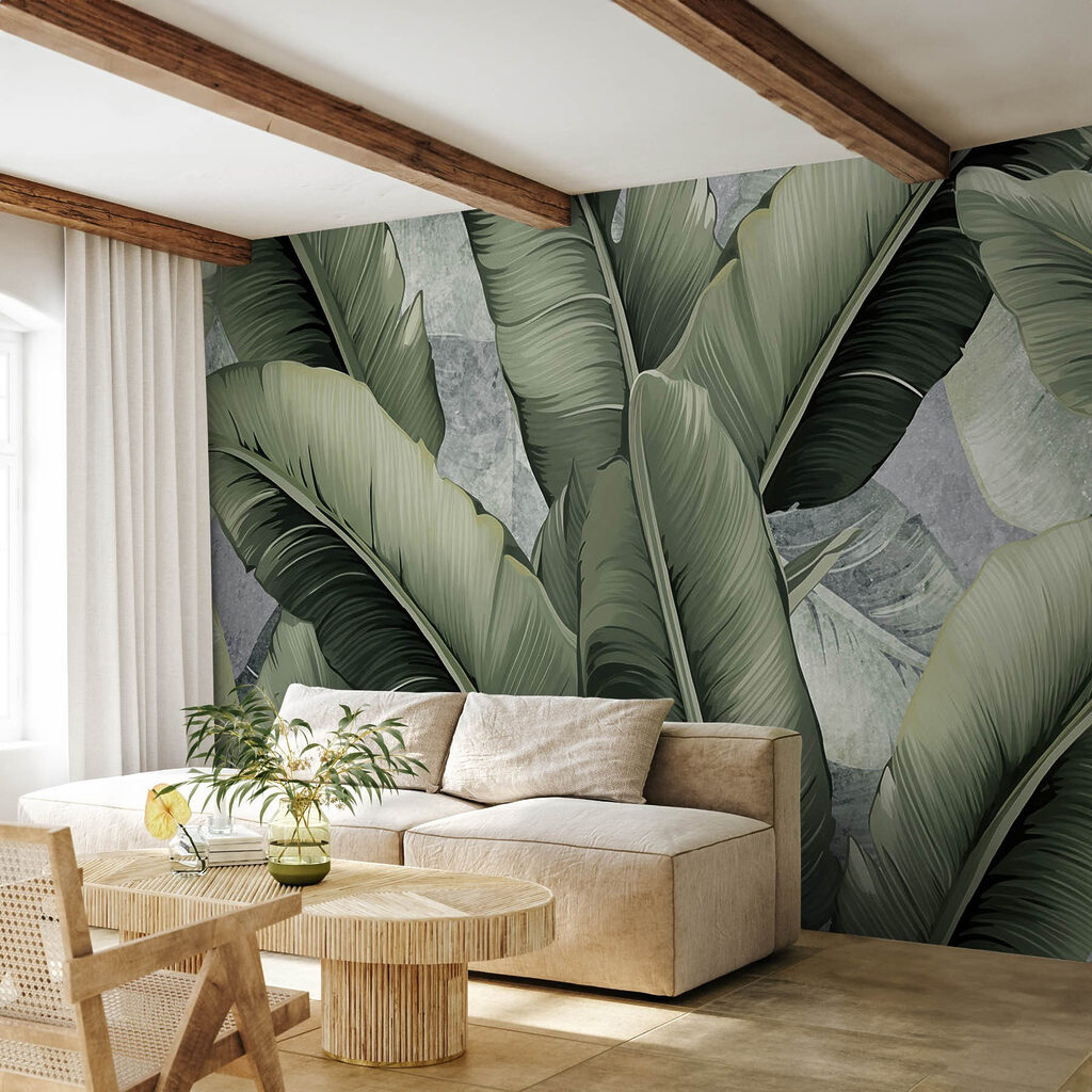 Lush green leaves creating tranquility