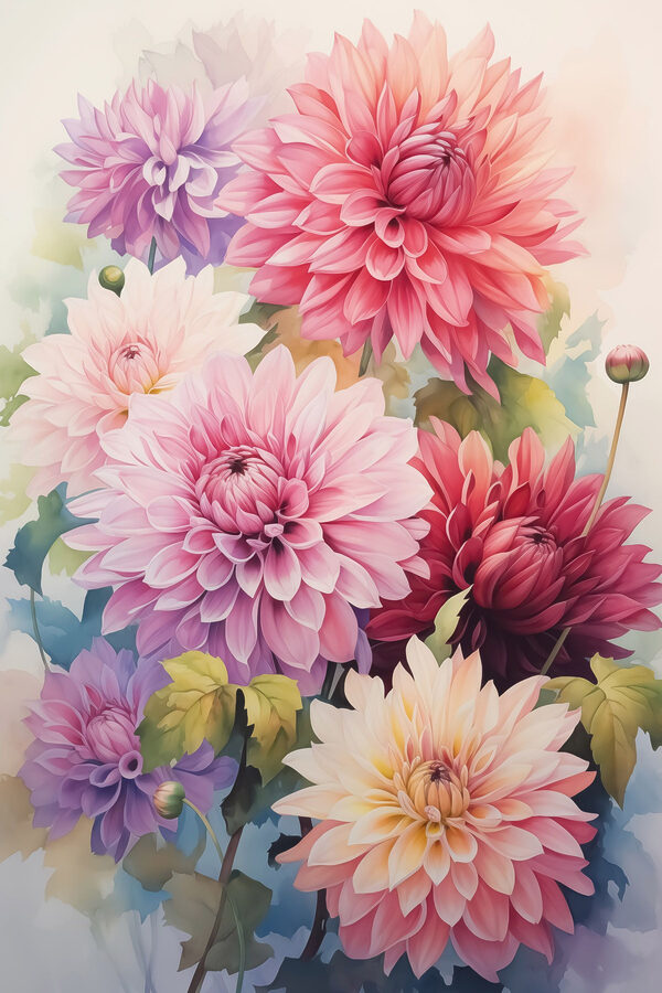 Malerei von Blumen auf einer weißen Fläche Malerei von Blumen auf einer weißen Fläche