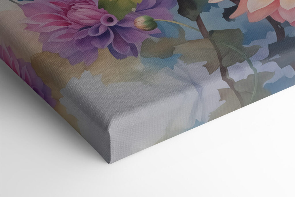 Painting of flowers on a white surface
