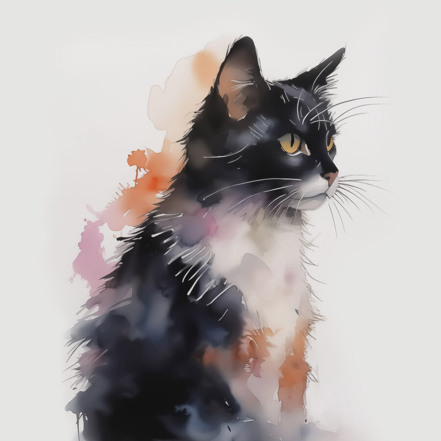 Katze mit weißem und schwarzem Gesicht