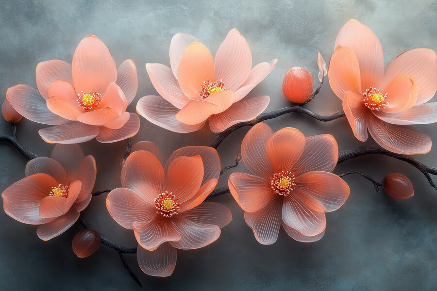 Gruppe rosa Blüten auf einem Zweig