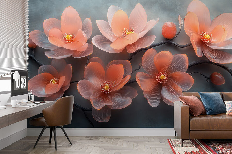 Gruppe rosa Blüten auf einem Zweig