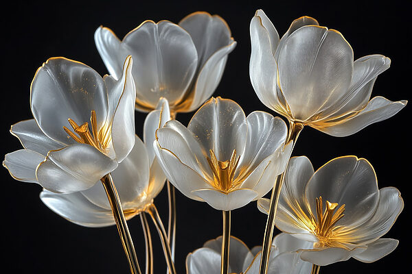 Gruppe von Glasblumen Gruppe von Glasblumen