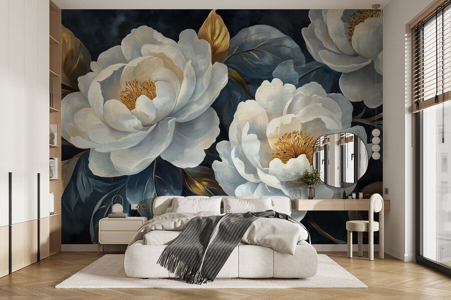 Elegante Blüten vor dunklem Hintergrund.