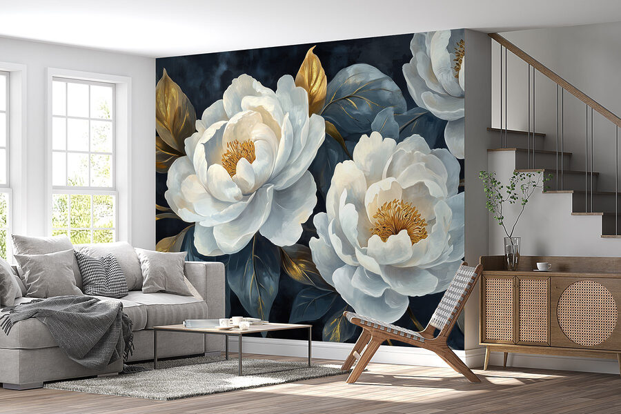 Elegante Blüten vor dunklem Hintergrund.