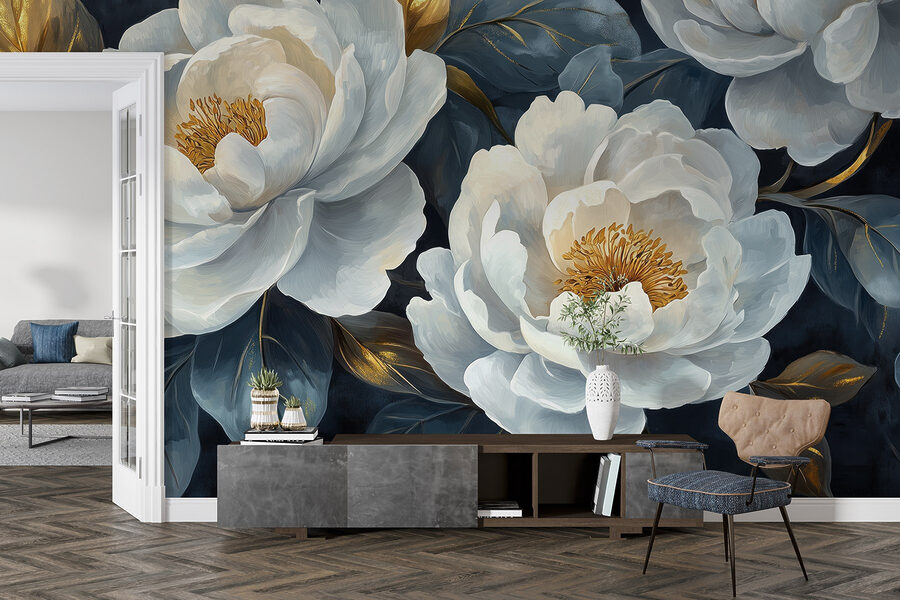 Elegante Blüten vor dunklem Hintergrund.