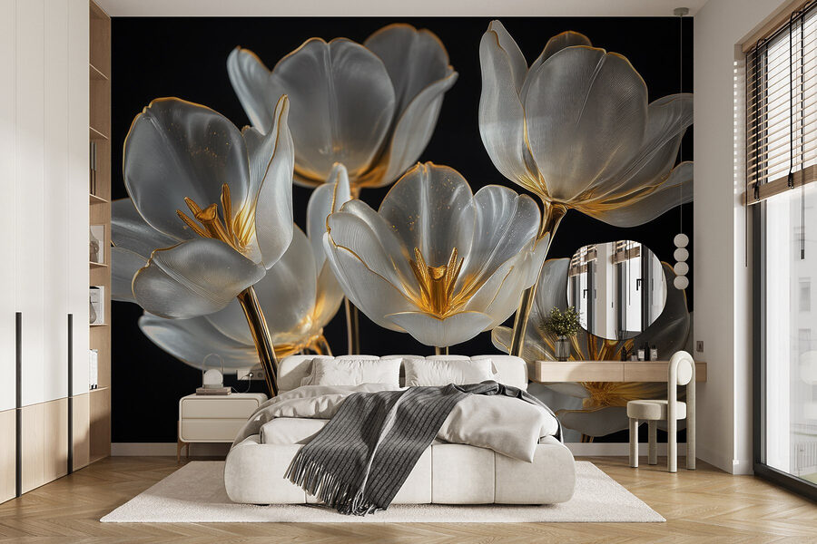 Gruppe von Glasblumen
