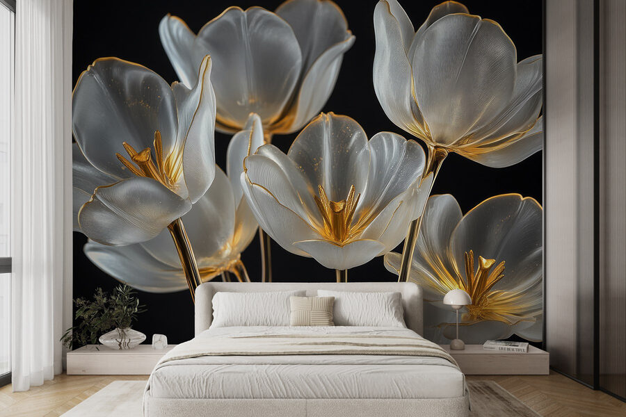 Gruppe von Glasblumen