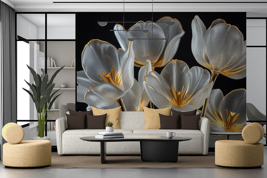 Gruppe von Glasblumen