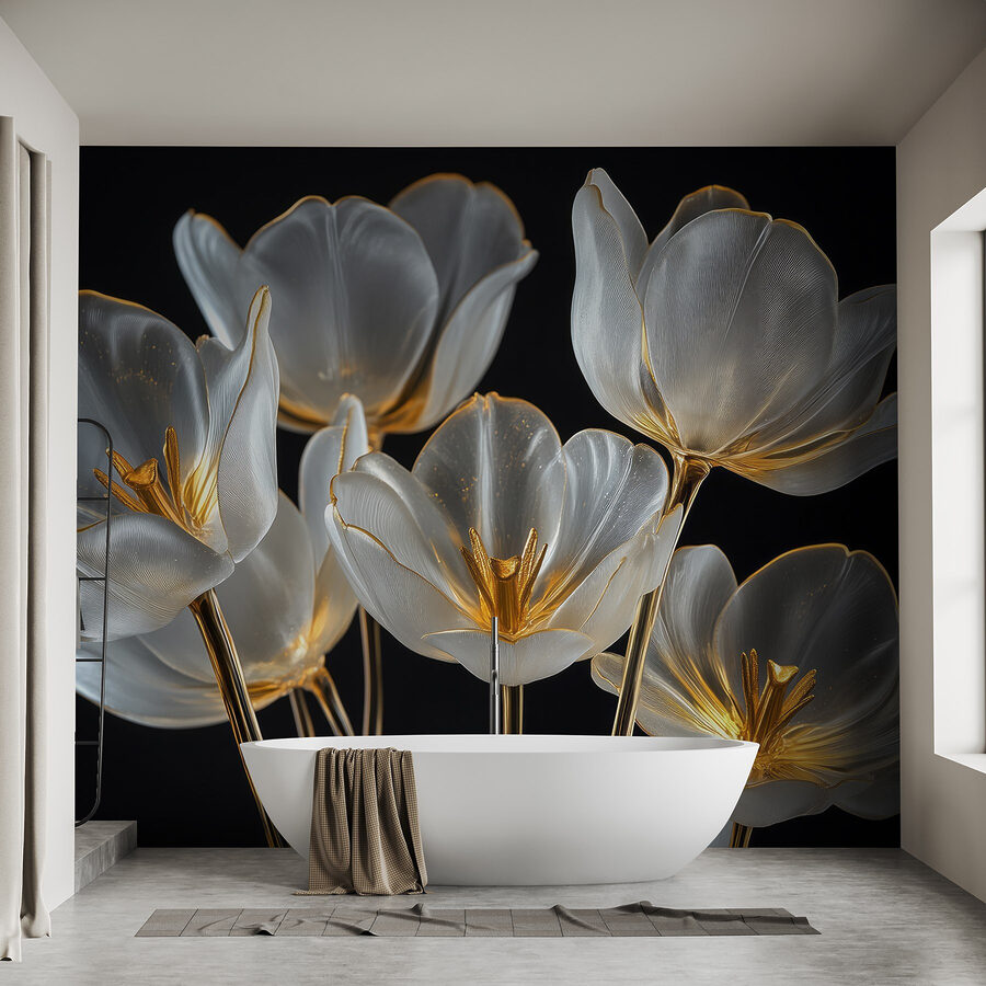 Gruppe von Glasblumen