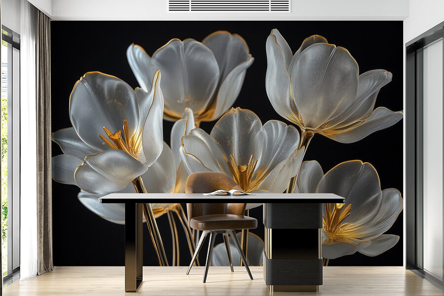 Gruppe von Glasblumen