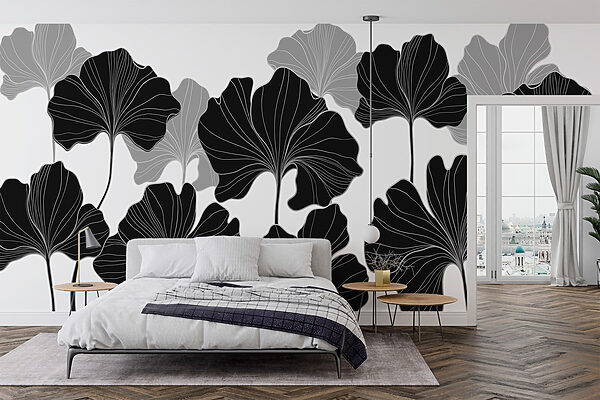 Schwarzes und weißes Blumendesign Schwarzes und weißes Blumendesign