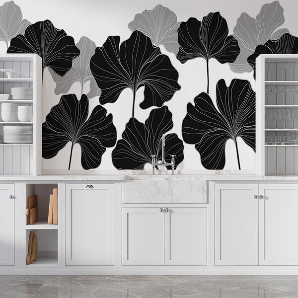 Schwarzes und weißes Blumendesign Schwarzes und weißes Blumendesign