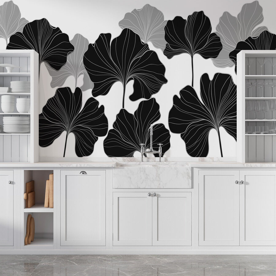Schwarzes und weißes Blumendesign