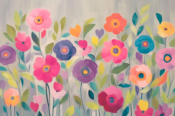Malerei von Blumen und Blättern Malerei von Blumen und Blättern