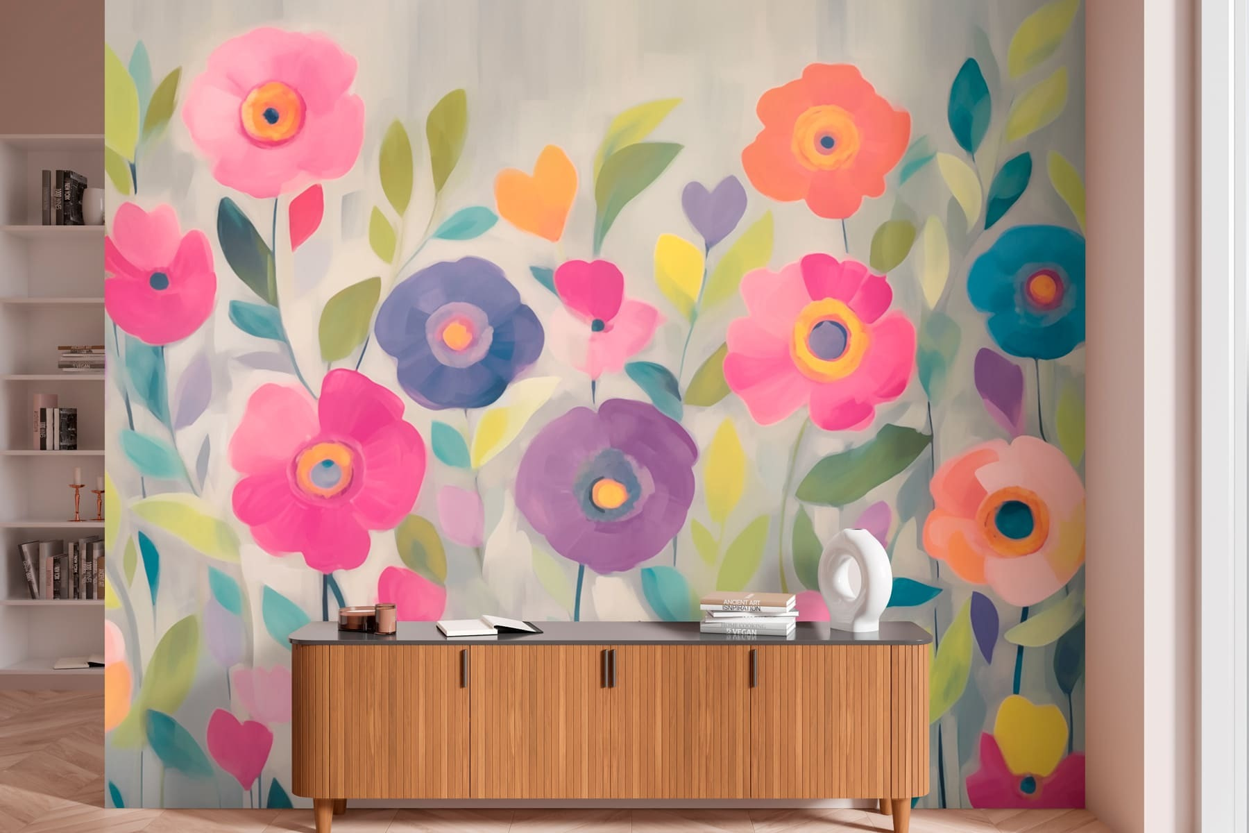 Painting of flowers and leaves