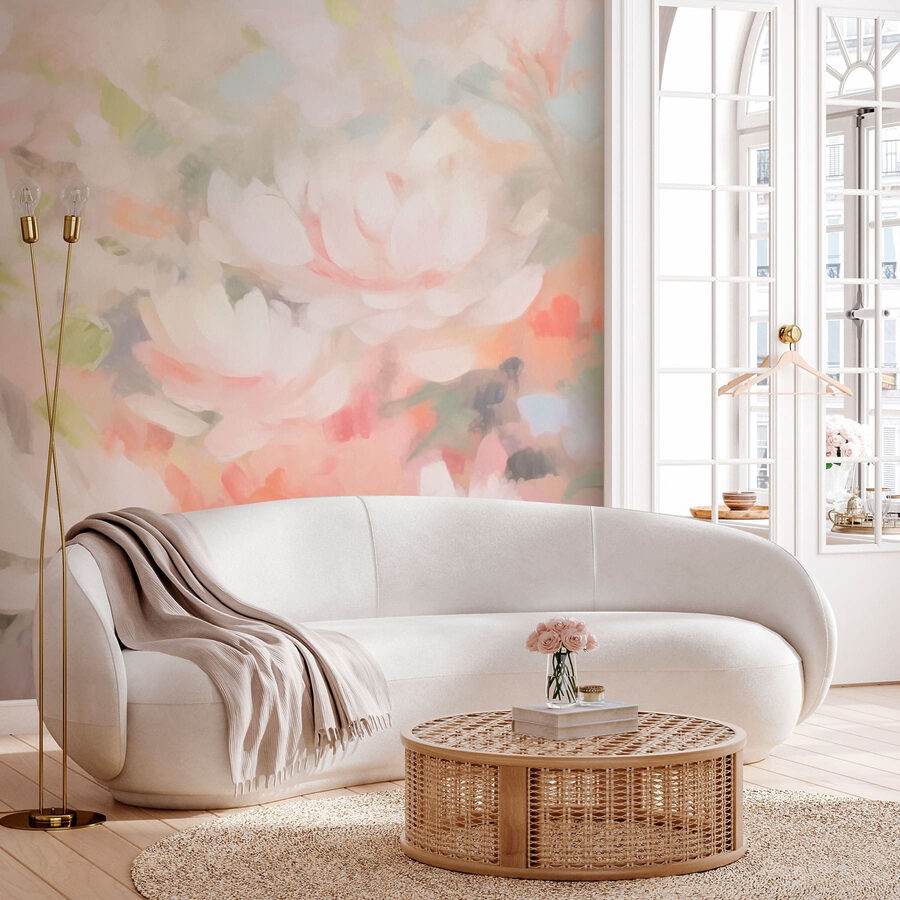 Malerei von Blumen auf einer weißen Fläche