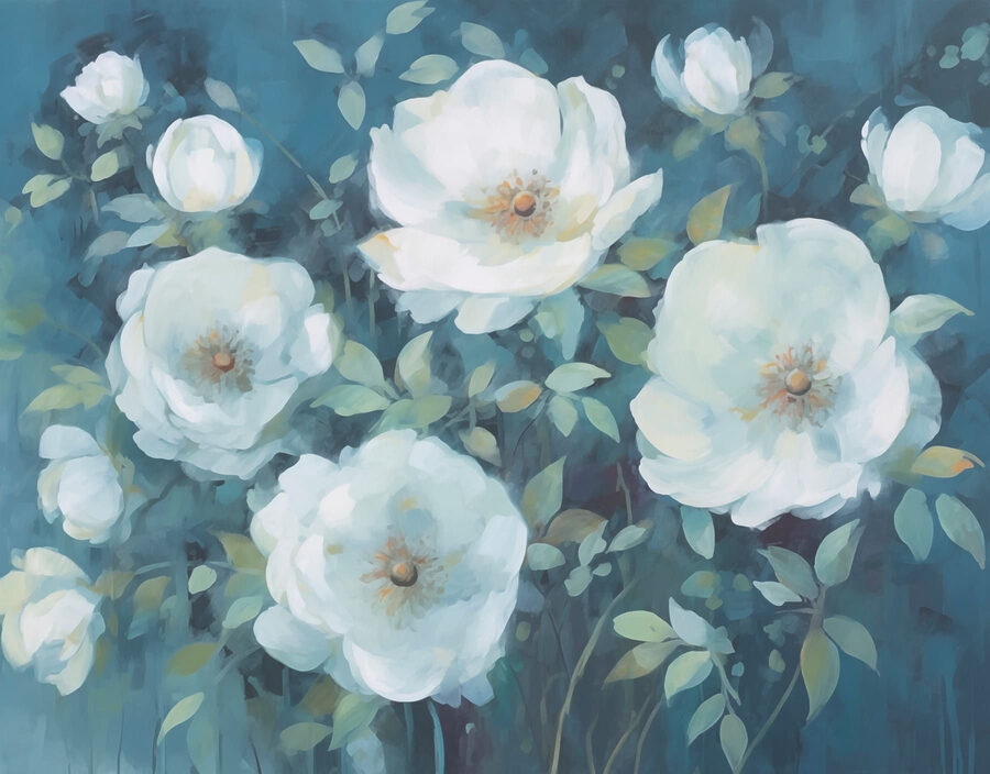 Malerei von weißen Blumen