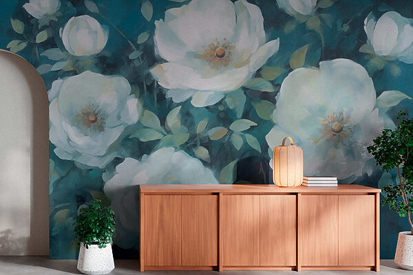 Malerei von weißen Blumen Malerei von weißen Blumen