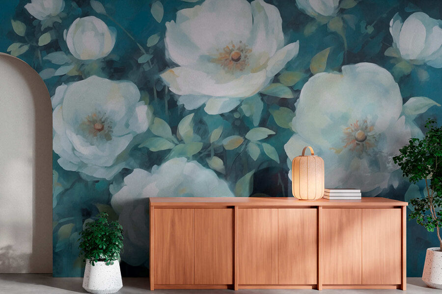 Malerei von weißen Blumen
