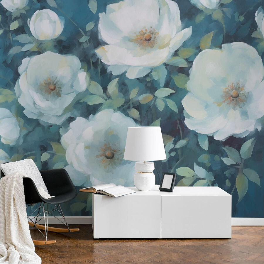 Malerei von weißen Blumen