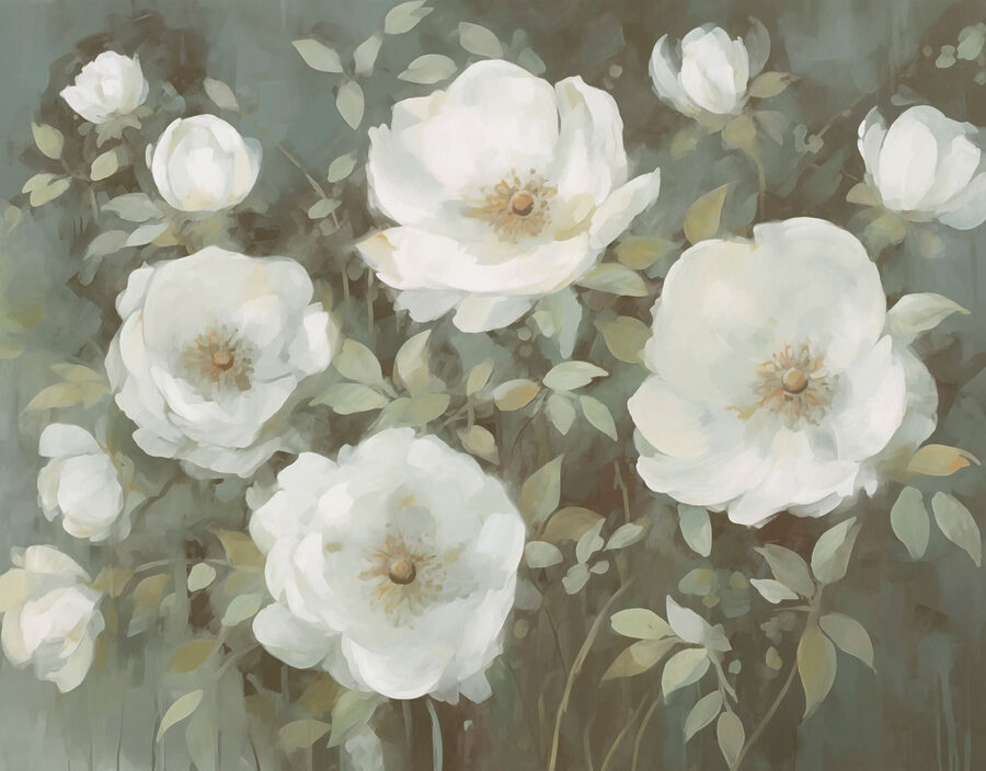Malerei von weißen Blumen