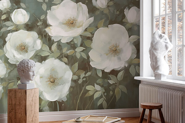 Malerei von weißen Blumen Malerei von weißen Blumen