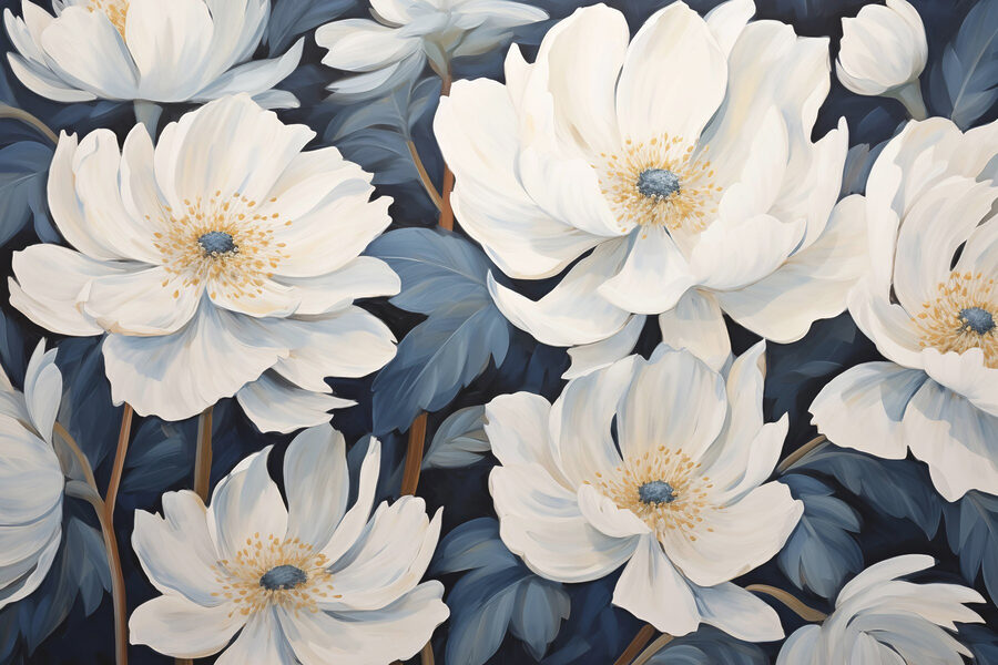 Malerei von weißen Blumen Malerei von weißen Blumen