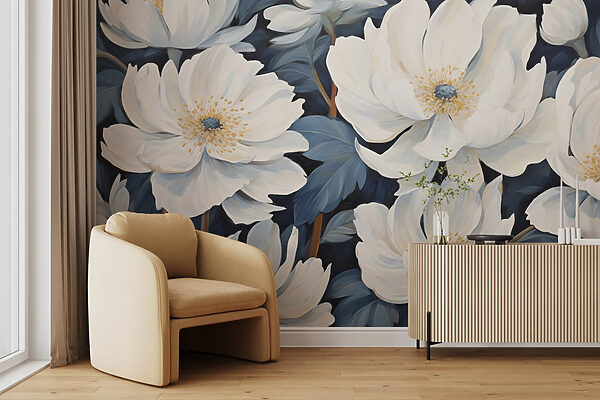Malerei von weißen Blumen Malerei von weißen Blumen
