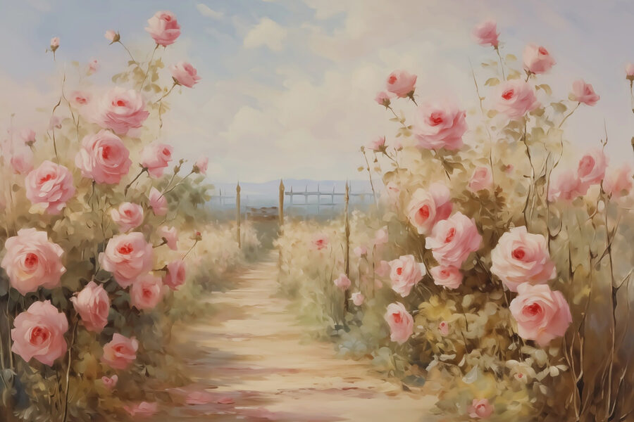 Gemälde von rosa Rosen