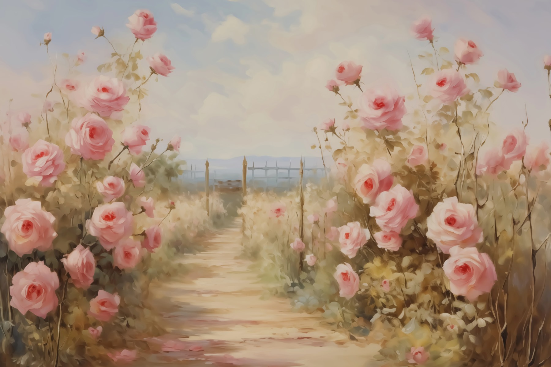 Painting of pink roses
