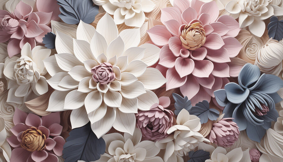 Gruppe von Blumen mit Blättern