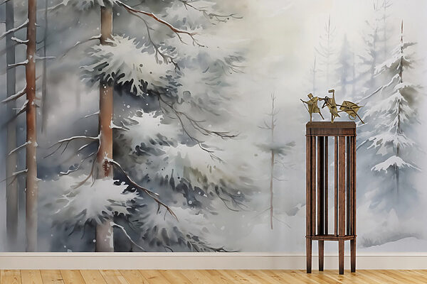 Schneebedeckte Bäume in einem Wald Schneebedeckte Bäume in einem Wald