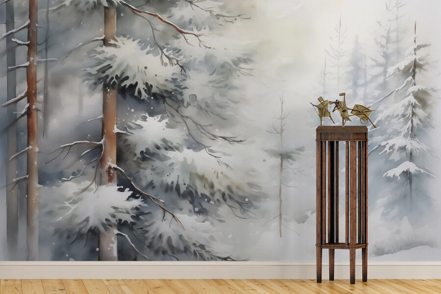 Schneebedeckte Bäume in einem Wald Schneebedeckte Bäume in einem Wald