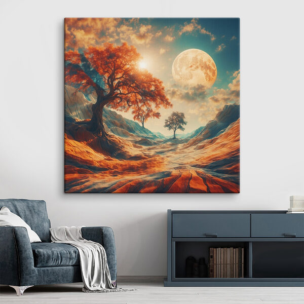 Wandbilder Landschaft mit Bäumen und Bergen und einem Mond (Artikelnummer: s41774) Wandbilder Wandbilder Landschaft mit Bäumen und Bergen und einem Mond (Artikelnummer: s41774)