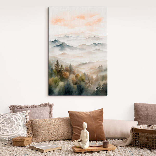 Aquarellmalerei von Bergen und Bäumen Aquarellmalerei von Bergen und Bäumen