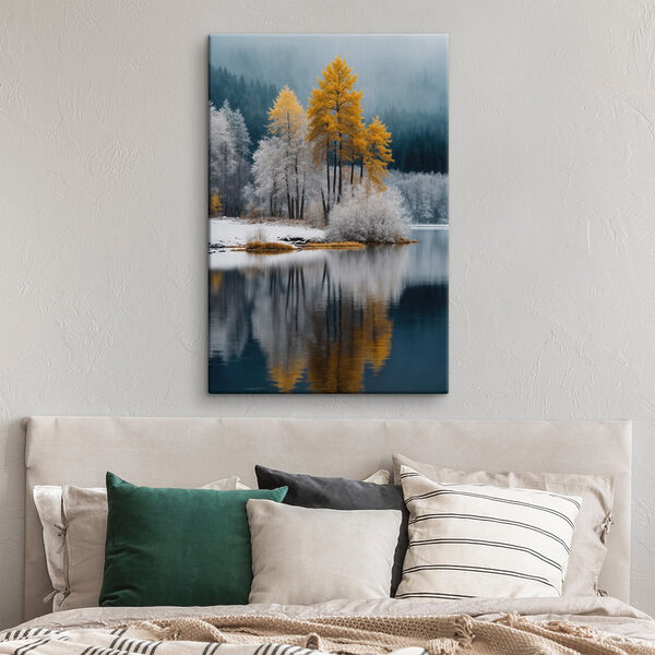 Lake with trees and snow Lake with trees and snow