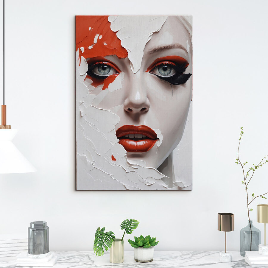 Frau mit orange-schwarzem Make-up Frau mit orange-schwarzem Make-up
