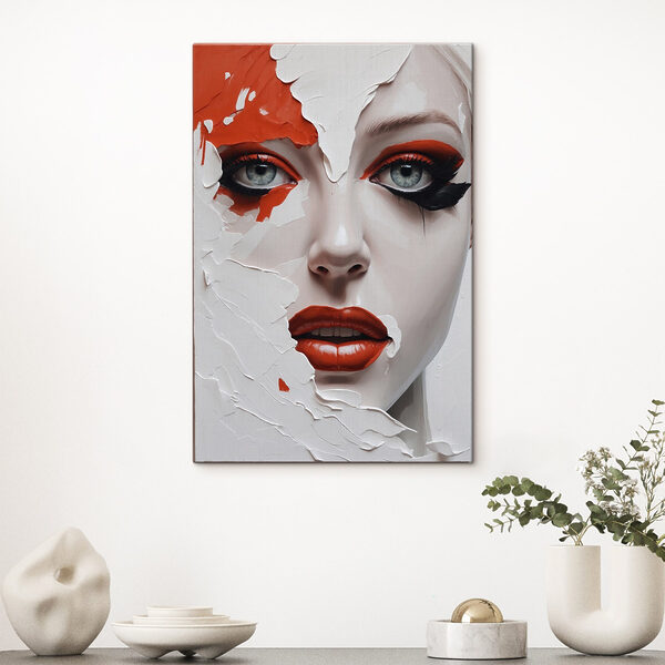 Frau mit orange-schwarzem Make-up Frau mit orange-schwarzem Make-up