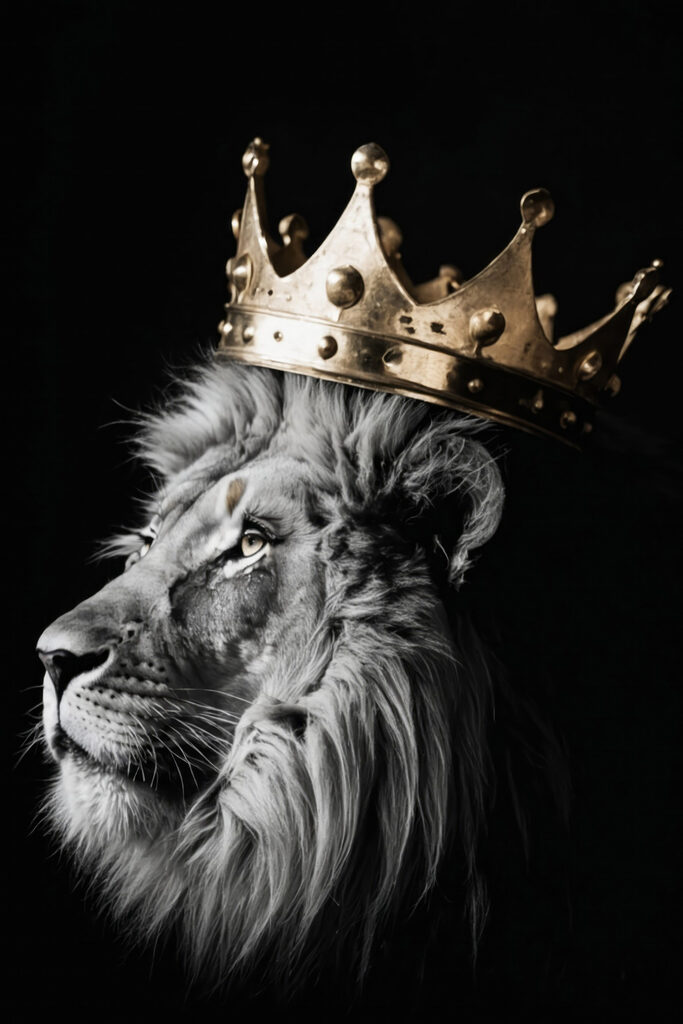 Lion wearing a crown