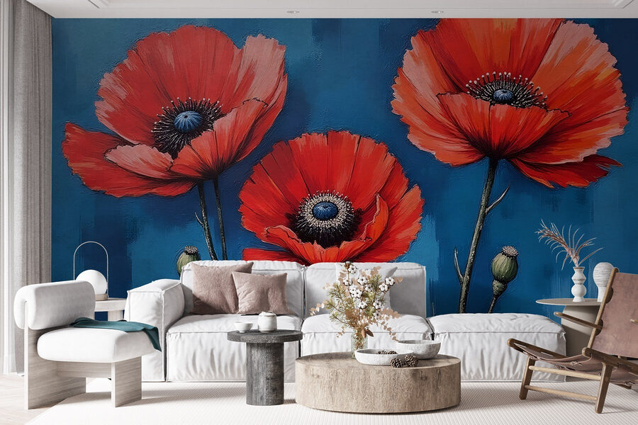 Malerei von roten Blumen