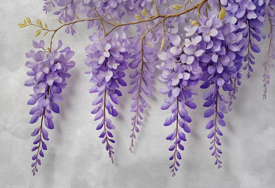 Zweig mit violetten Blüten