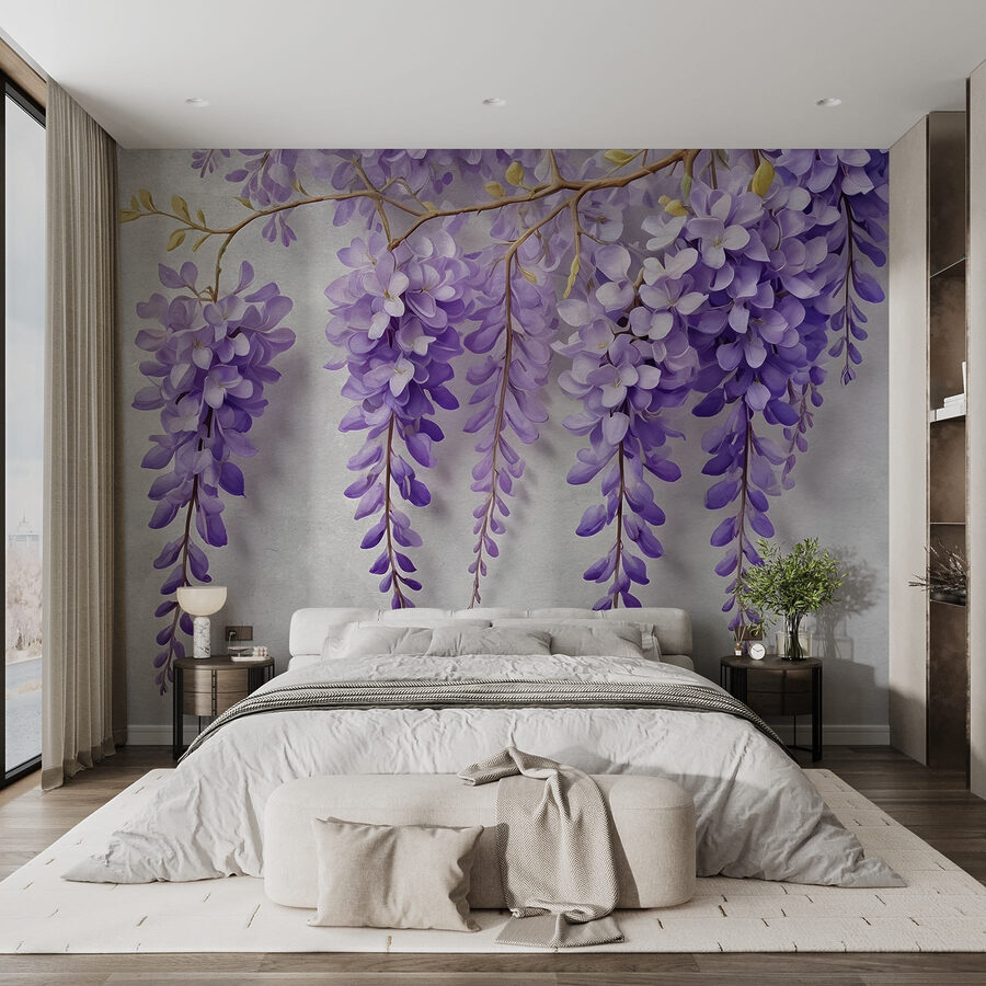 Zweig mit violetten Blüten