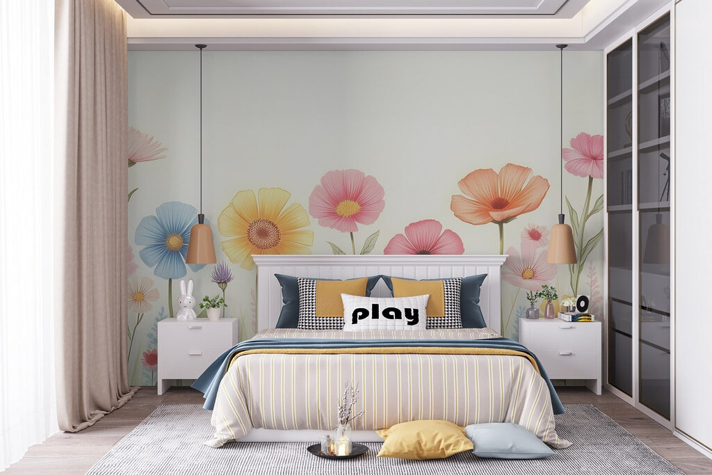 Row of colorful flowers