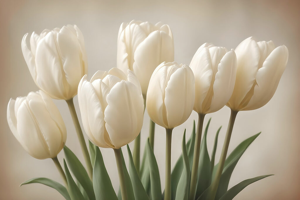 Gruppe von weißen Tulpen Gruppe von weißen Tulpen