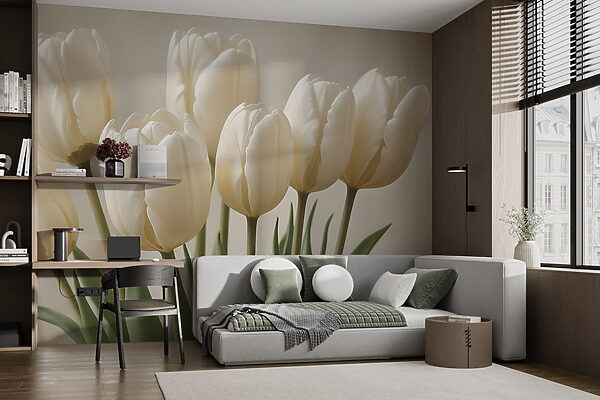 Gruppe von weißen Tulpen Gruppe von weißen Tulpen