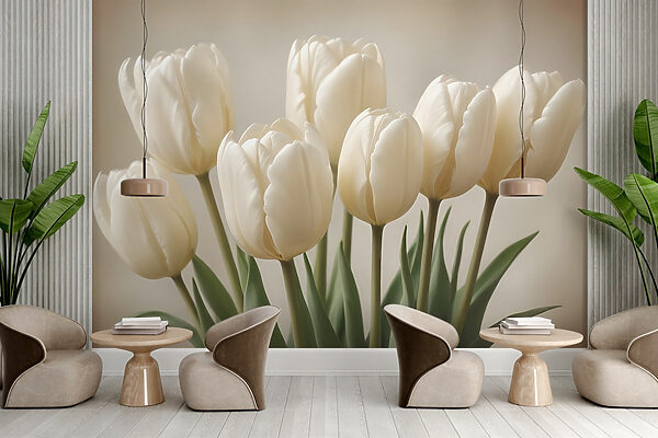Gruppe von weißen Tulpen Gruppe von weißen Tulpen