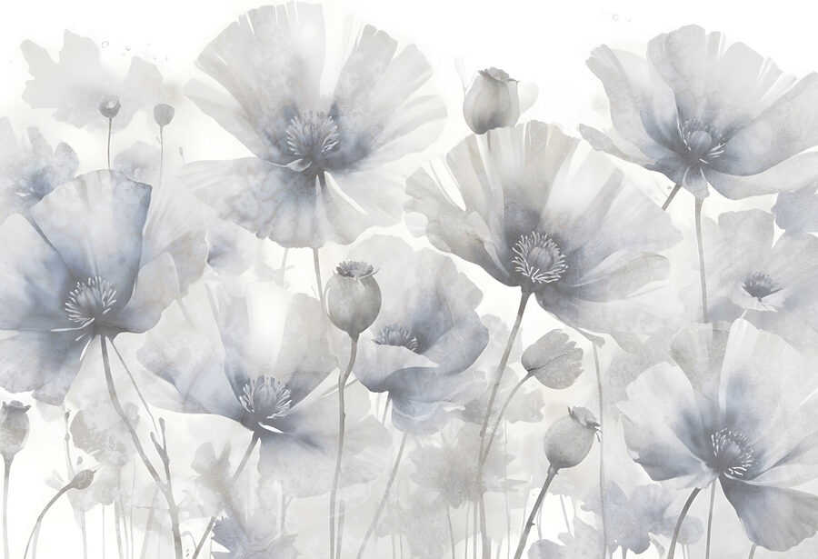 Fototapeten Gruppe von Blumen auf einem weißen Hintergrund – Bild 7