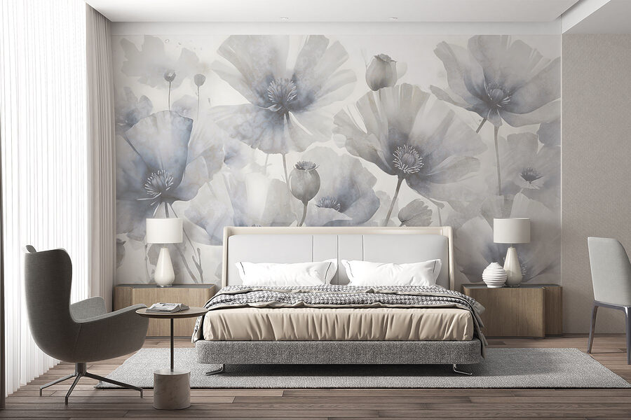 Fototapeten Gruppe von Blumen auf einem weißen Hintergrund